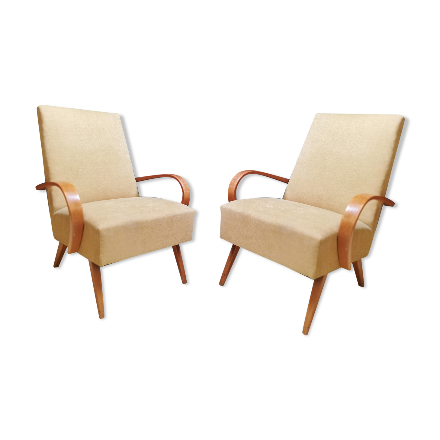 Paire de fauteuils vintage Halabala 1950