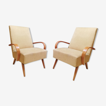 Pair of vintage Armchair Halabala, 1950