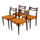 Set of 4 vintage teak and orange wool chairs – 1960s