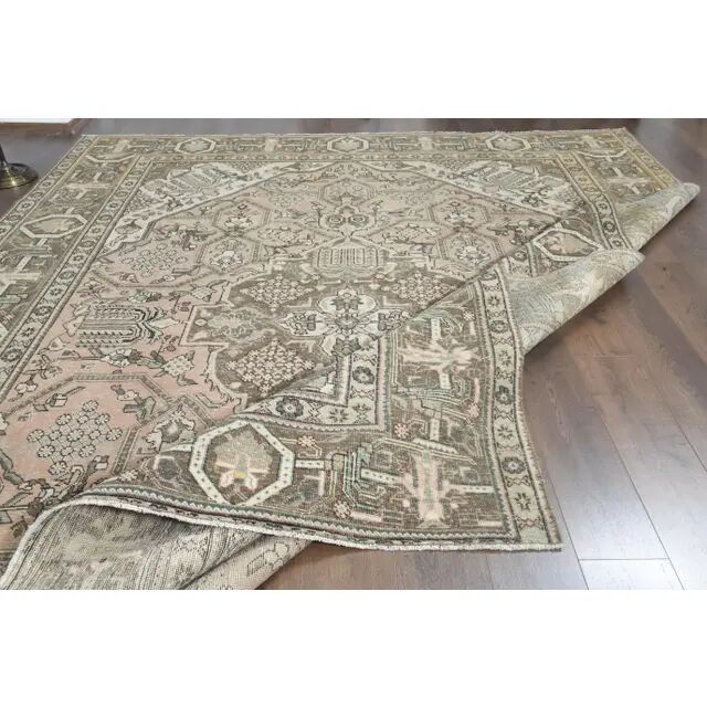 1970s Vintage Persian Handmade Wool Orange Area Rug 298x370