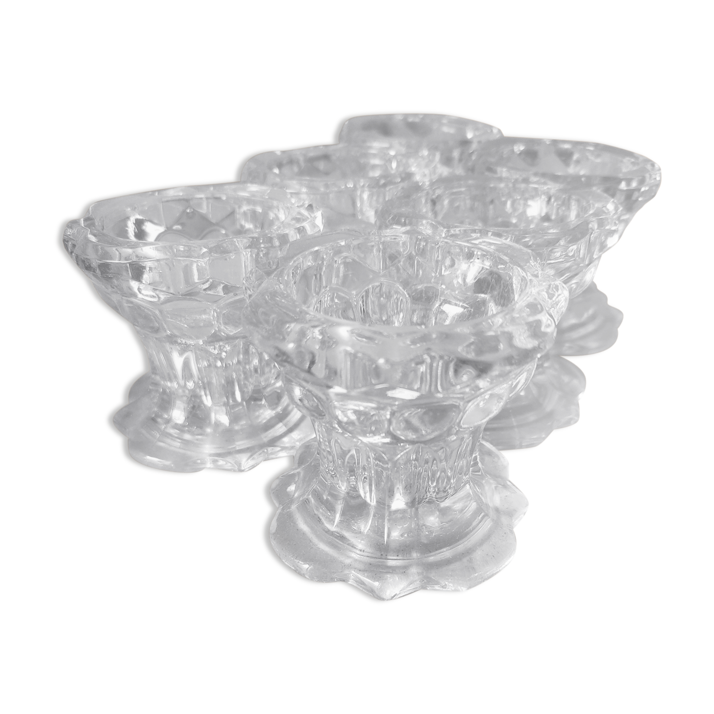 6 Reims glass candle holders