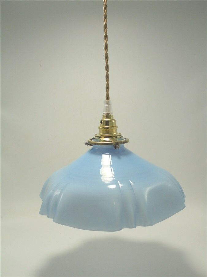 Blue opaline hanging lamp
