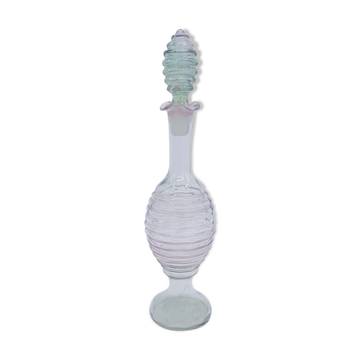 Carafe ancienne annelé irisé verre soufflé