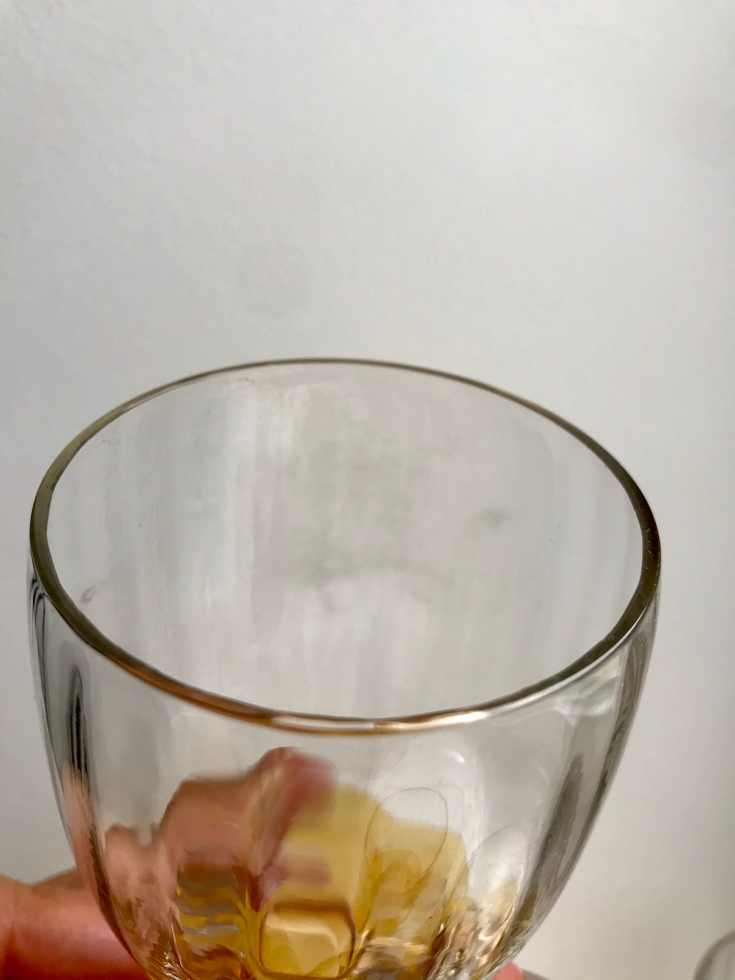 Lot de 6 verres à pieds ambré art déco années 30