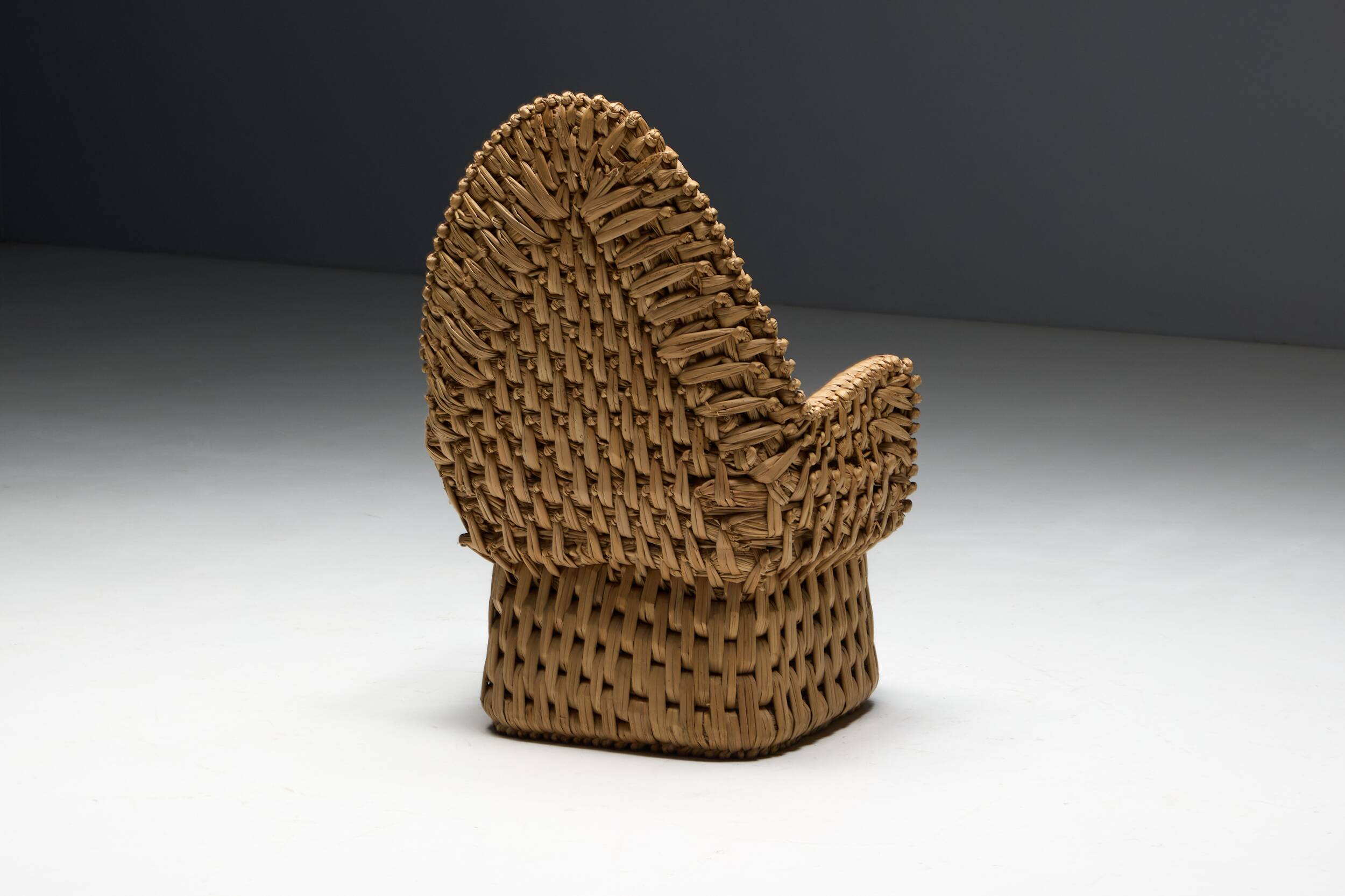 Vernacular Woven Straw Armchair, France, Early 20th Century