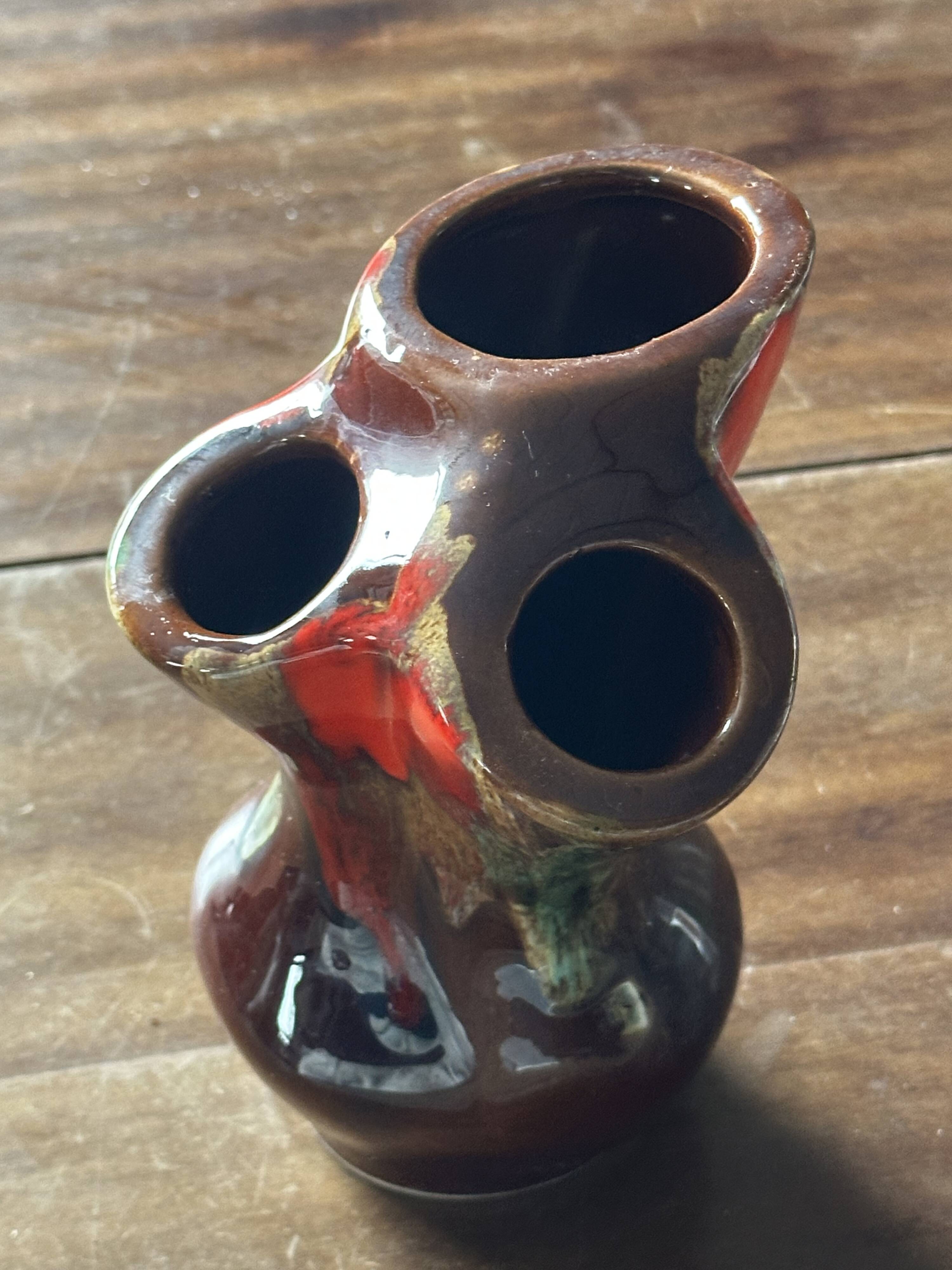 Vintage TriFlore Vase, Vallauris Ceramic, H 16 cm