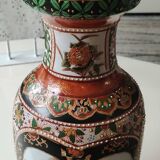 Japanese baluster vase Imari style. Peacock/Floral motifs, stamped. High 35.5 cm