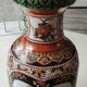 Japanese baluster vase Imari style. Peacock/Floral motifs, stamped. High 35.5 cm