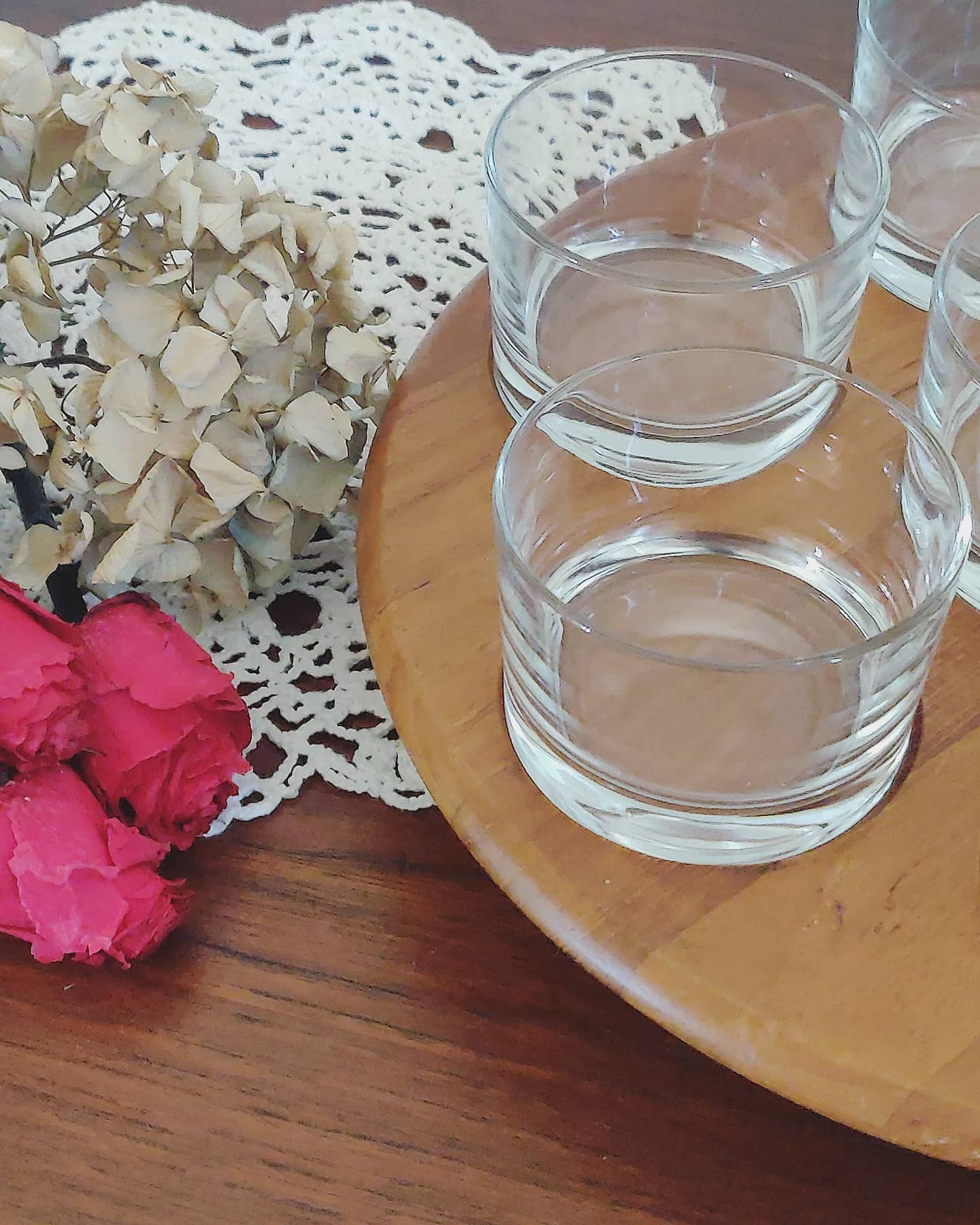 Old Scandinavian teak turntable aperitif tray