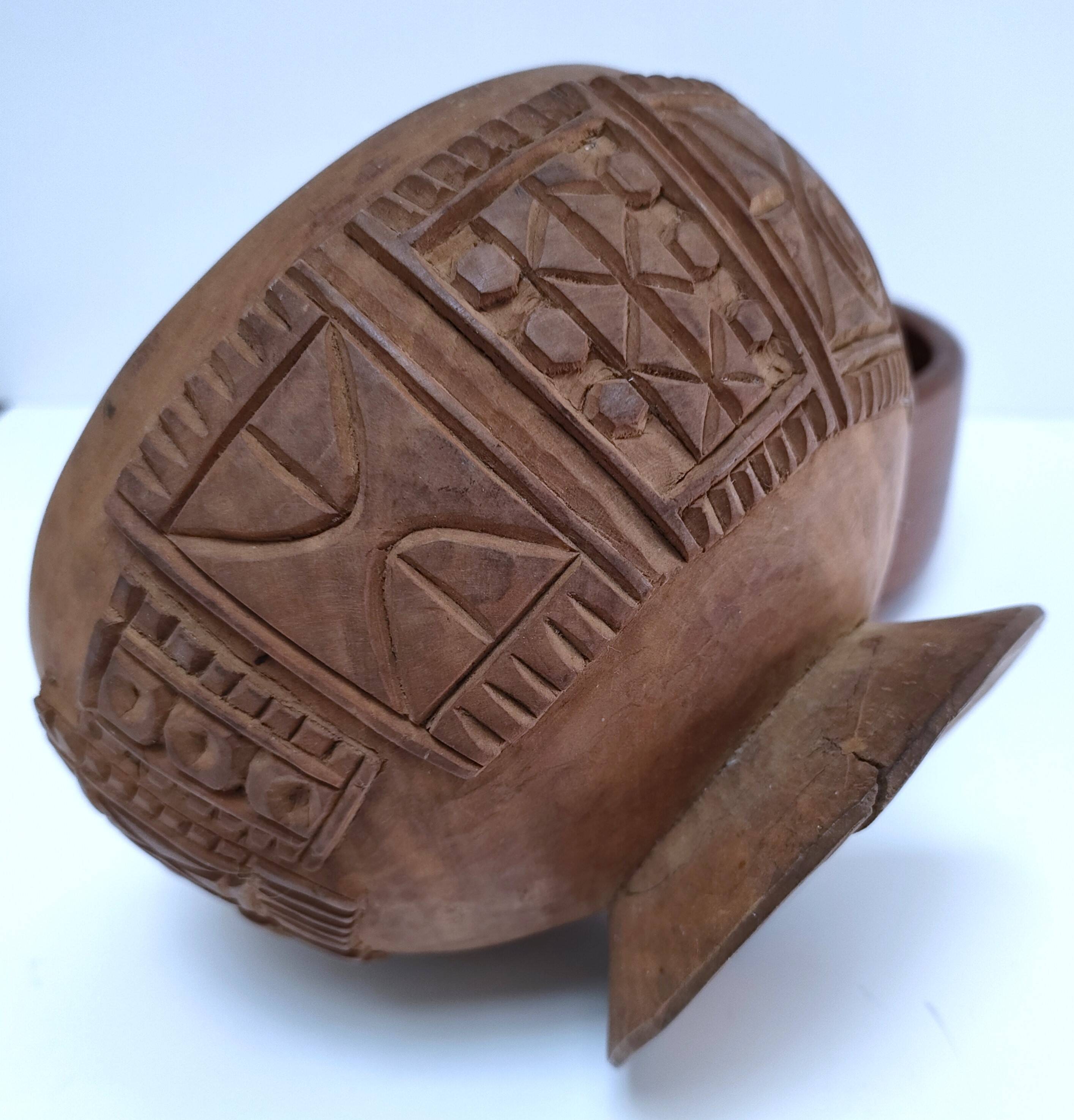 Four vintage solid wood cups