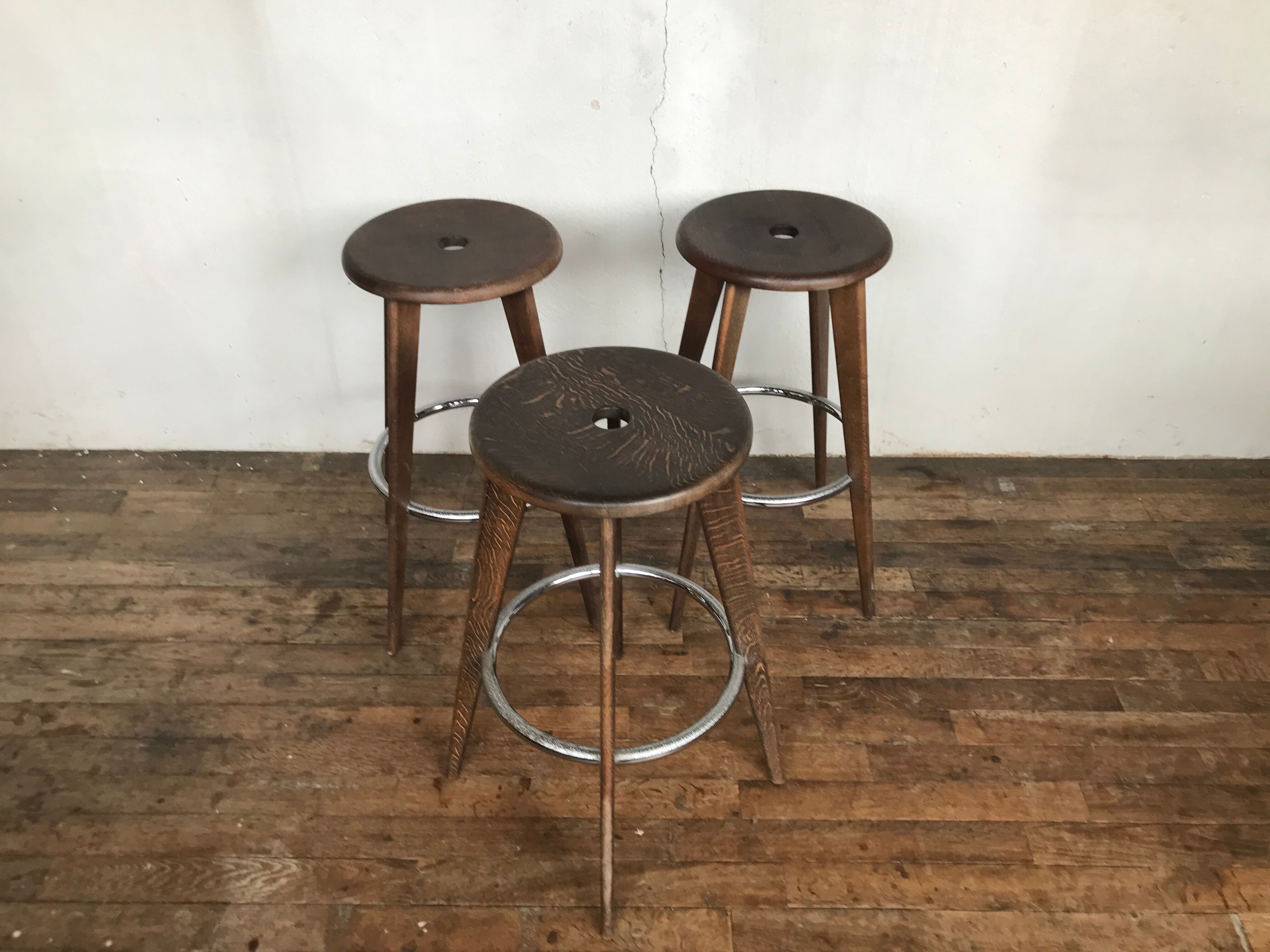 3 stools of bar design Jean Prouvé edition Vitra 2002