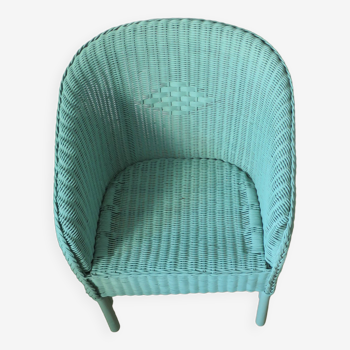 Fauteuil rotin osier vintage 1985 vert