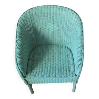 Fauteuil rotin osier vintage 1985 vert