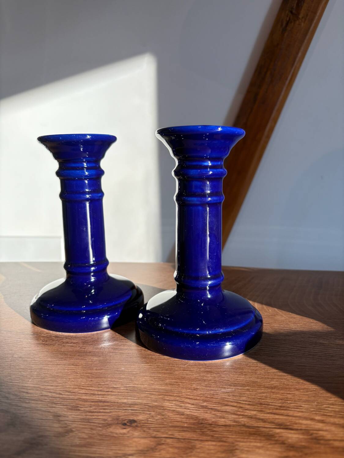 Bougeoirs bleu en porcelaine Luciano