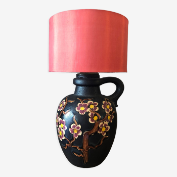 Lampe en céramique, décor japonisant