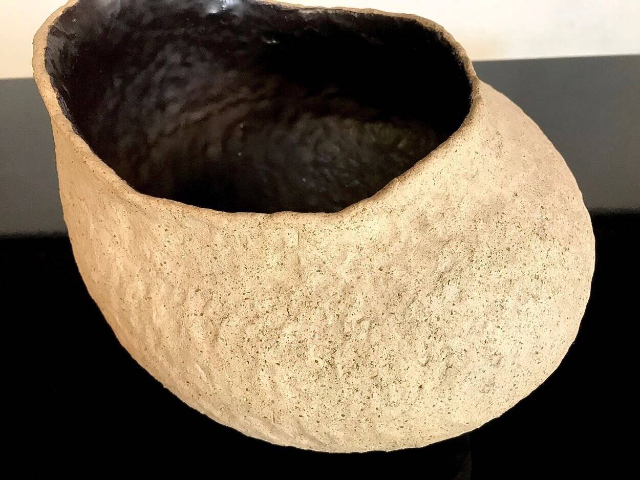 Sculptural studio ceramic art pottery vase, Germany 1966