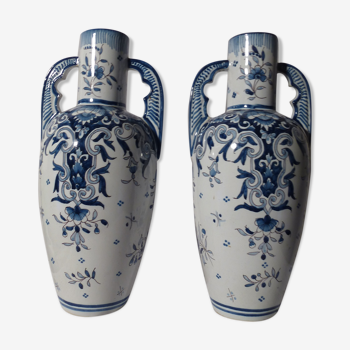 Paire de vases faïence fin XIX ème début XX