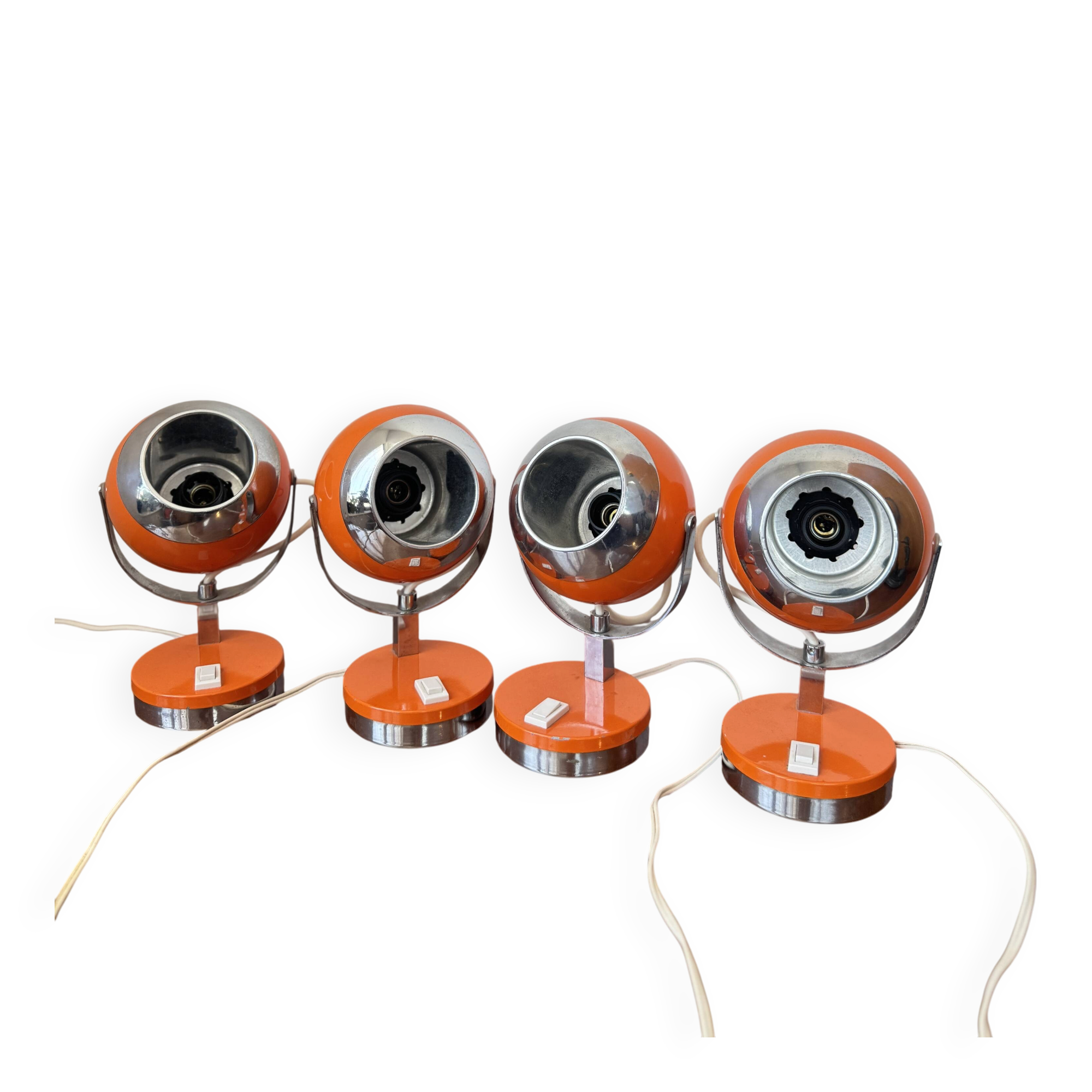 Set of 4 vintage 1970s eyeball lamps, Italy