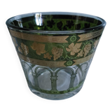 Ancien pot Rince Raisin  en verre  décoré de grappes de raisin