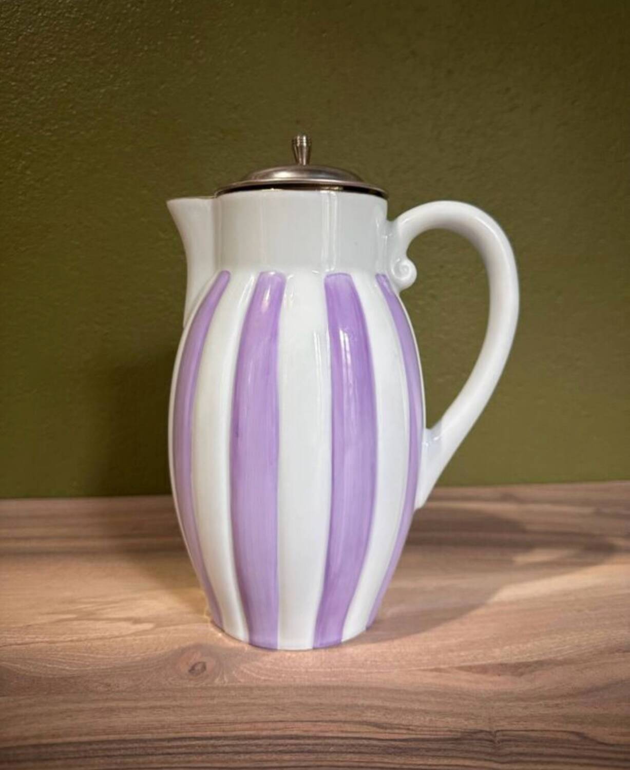 Purple striped teapot