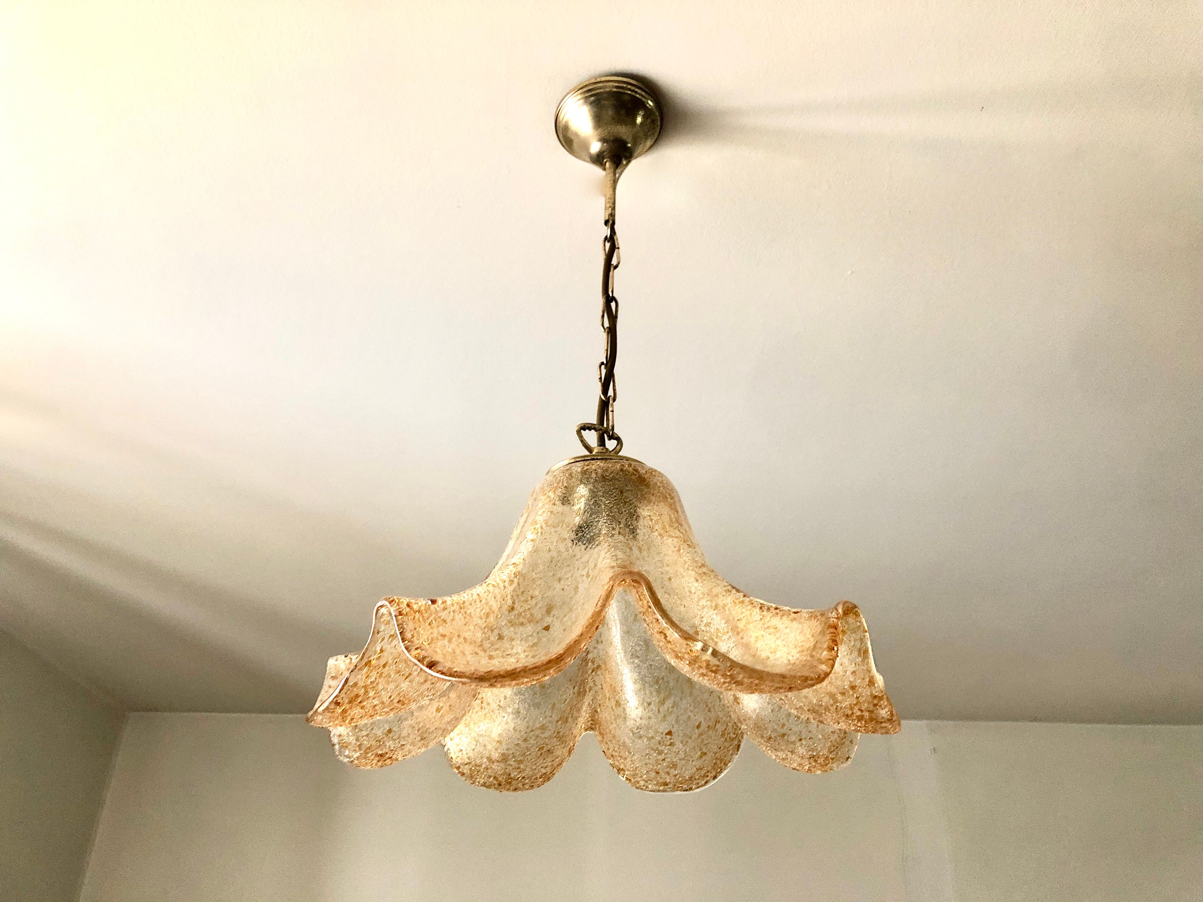 Suspension orange flower glass Murano 1960