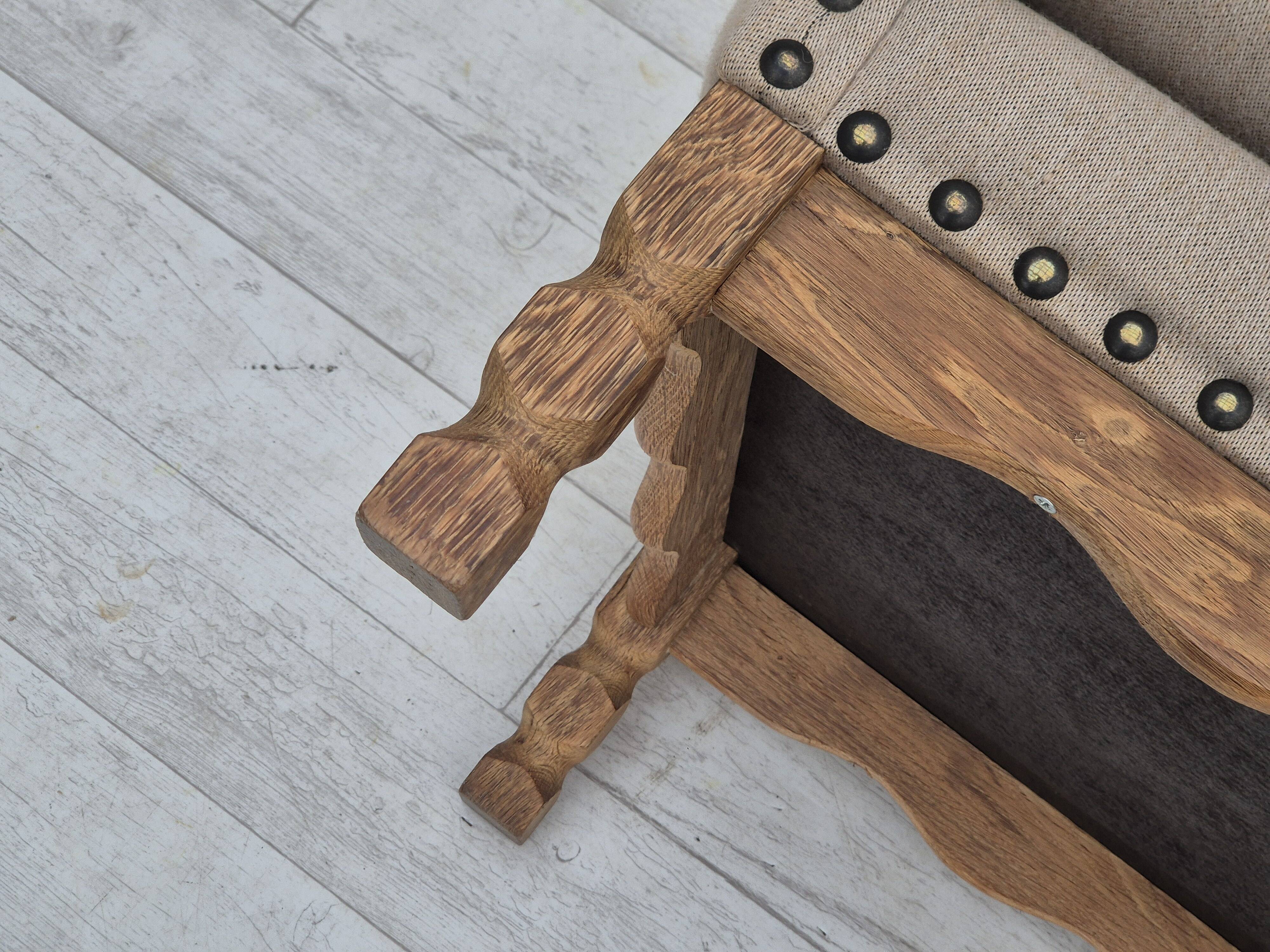 1970s, Danish armchair, furniture wool fabric, oak wood, original condition