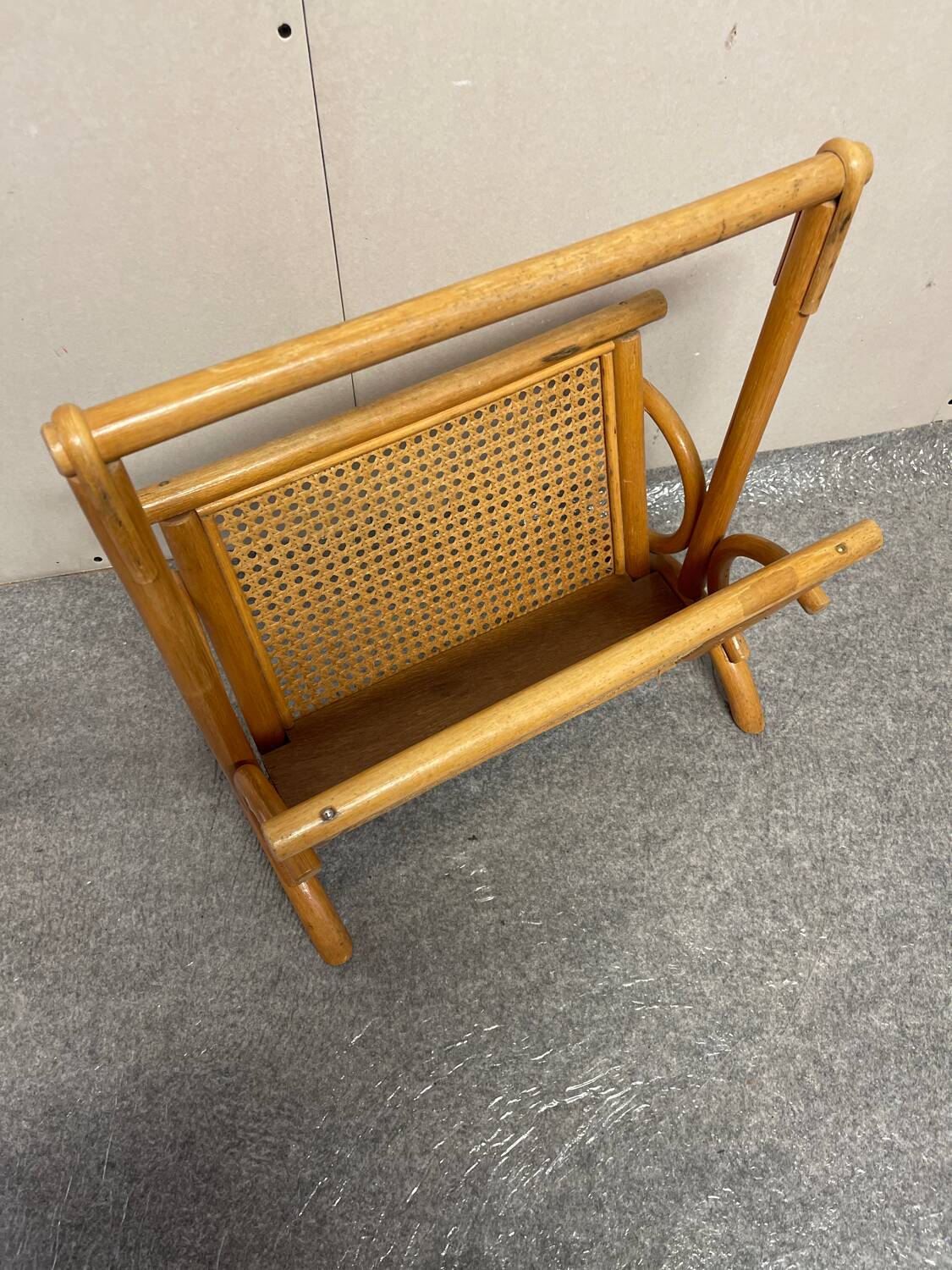 Rattan/bamboo and vintage cane magazine rack