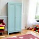 Vintage Parisian wardrobe in grey-blue green.