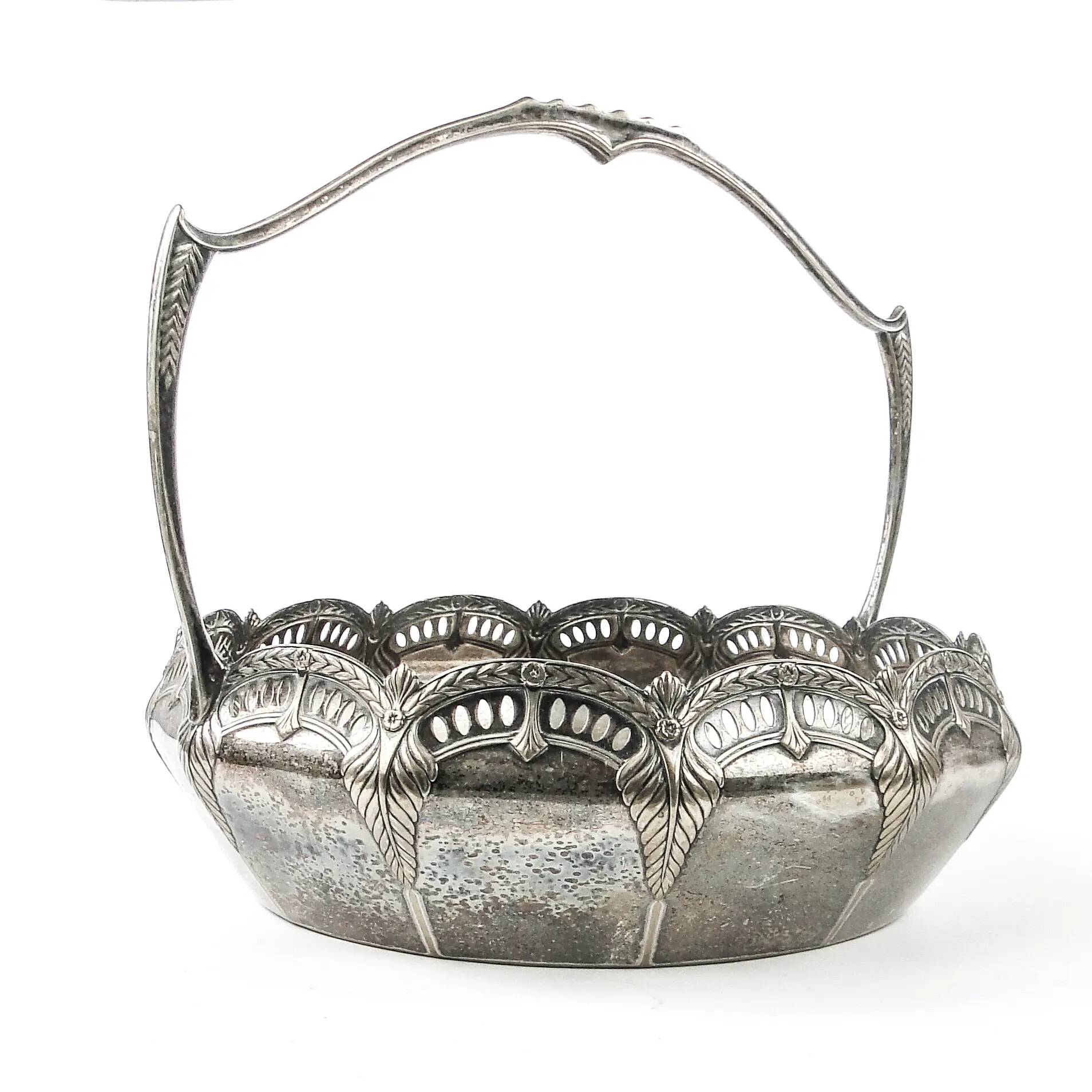 Art Nouveau basket, silver-plated brass, WMF, Germany, early 20th century