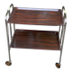 Folding serving cart in steel and mahogany wood on wheels, 70cm