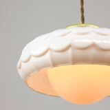 Mid-Century Italian Ceramic & Brass Pendant Lamps, Set of 2