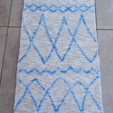 Recycled cotton handmade rug - Reversible - Blue