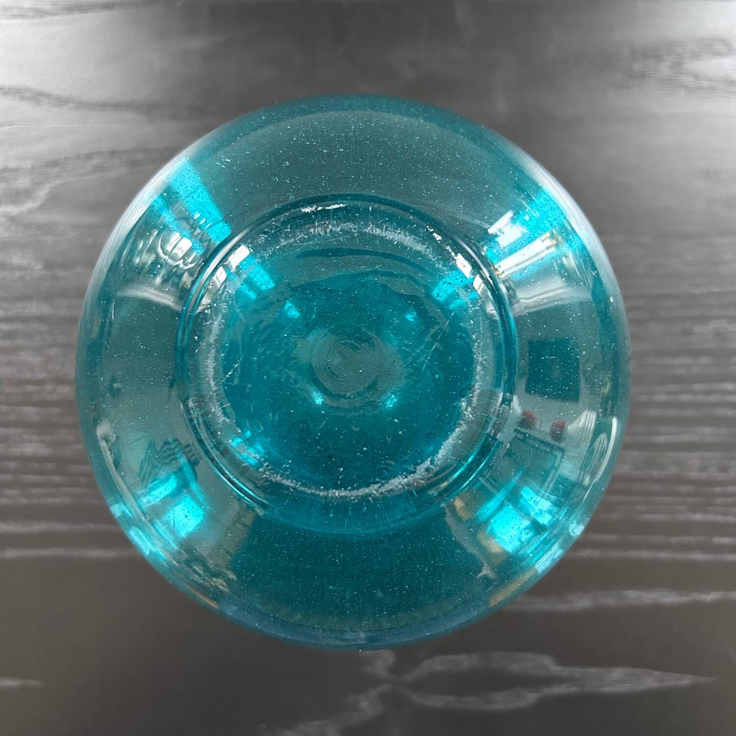 Bubbled glass style blue vase