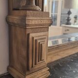Old trumeau fireplace columns beveled mercury mirror raw solid wood rectangular molded beveled moldings