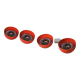 Set of 4 "spring" hanging lamps, orange steel, France, circa 1970