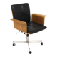 Scandinavian rotating leather armchair, Swivel, Sweden, 1970
