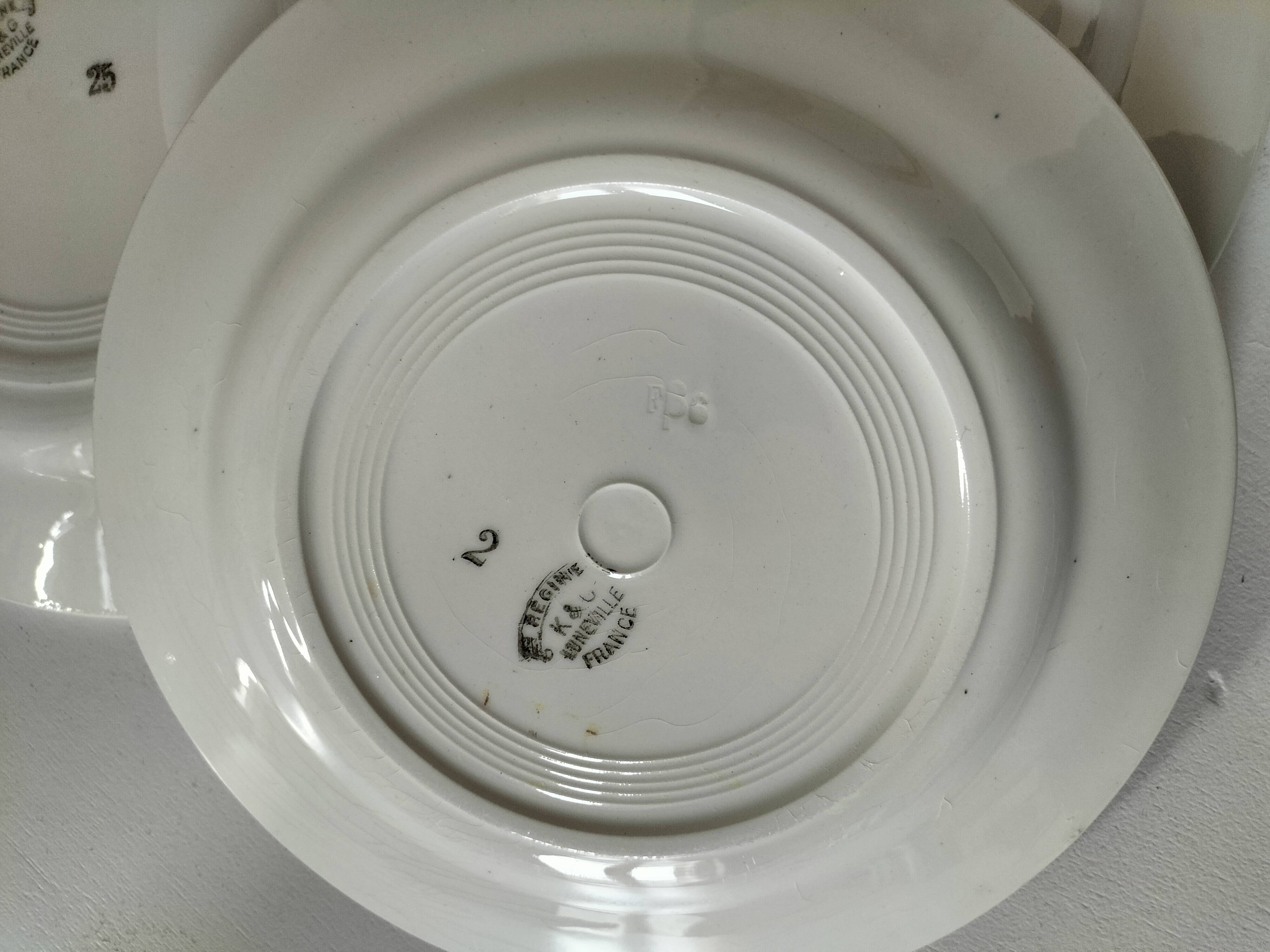 Set of three ironstone plates K & G Lunéville model Régine - 1950s