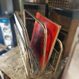 Magazine or vinyl holder in gold metal, 1960s