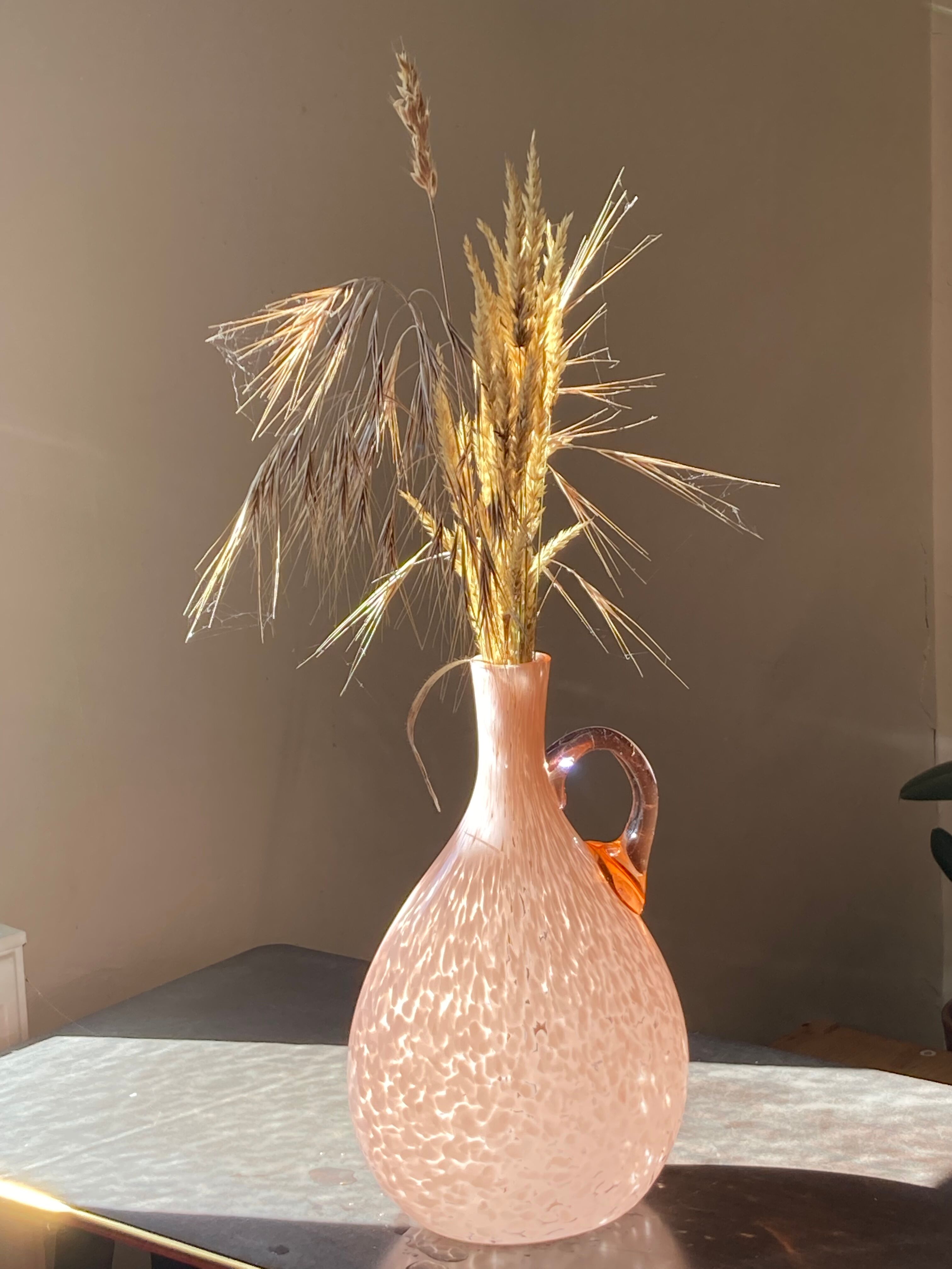 Speckled pink glass vase