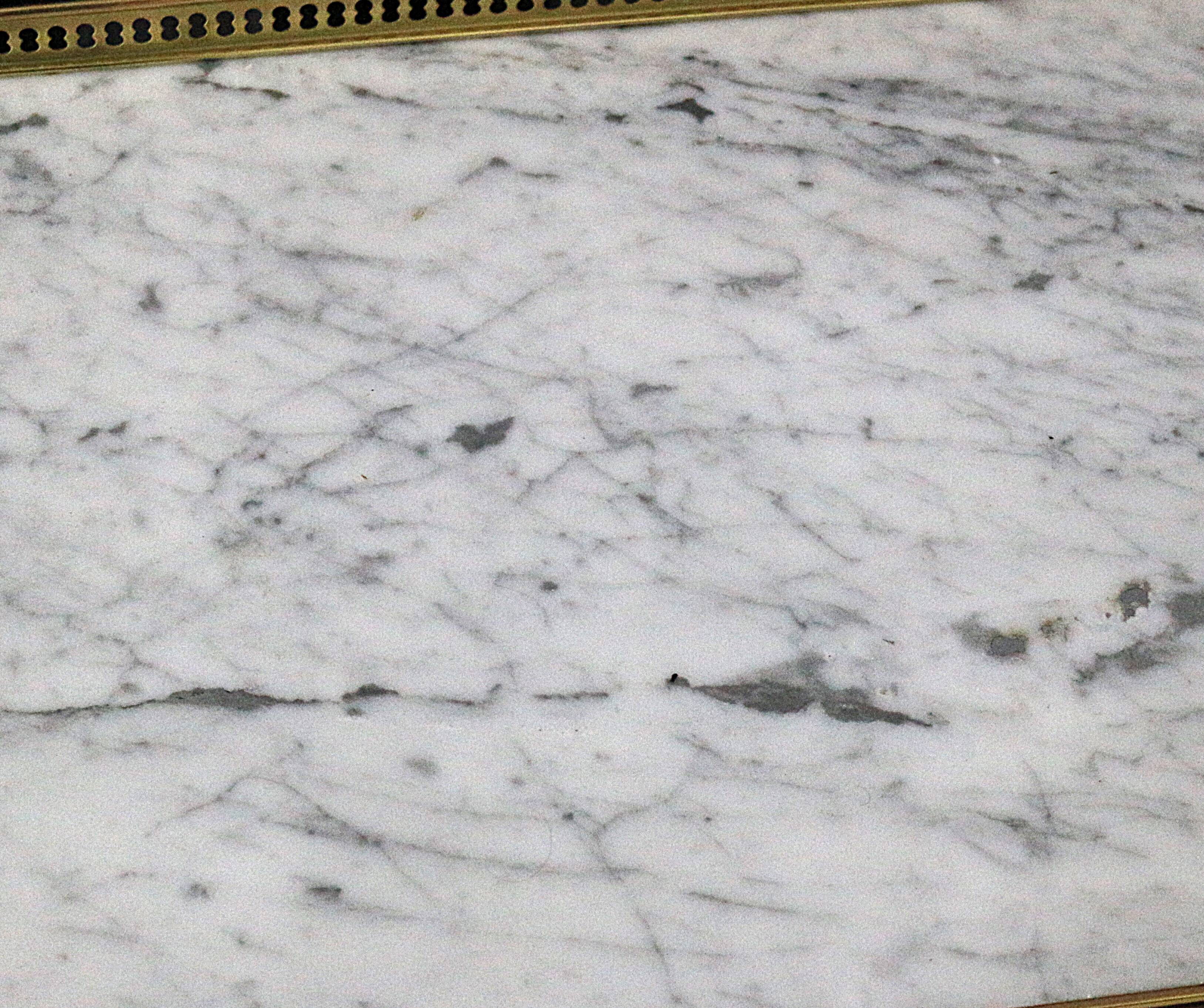 Pair of Mahogany Nightstands with White Carrara Marble in Louis XVI Style