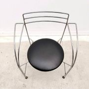 "Silver Moon" chair by Pascal Mourgue for Fermob in chrome and skai, France 1980