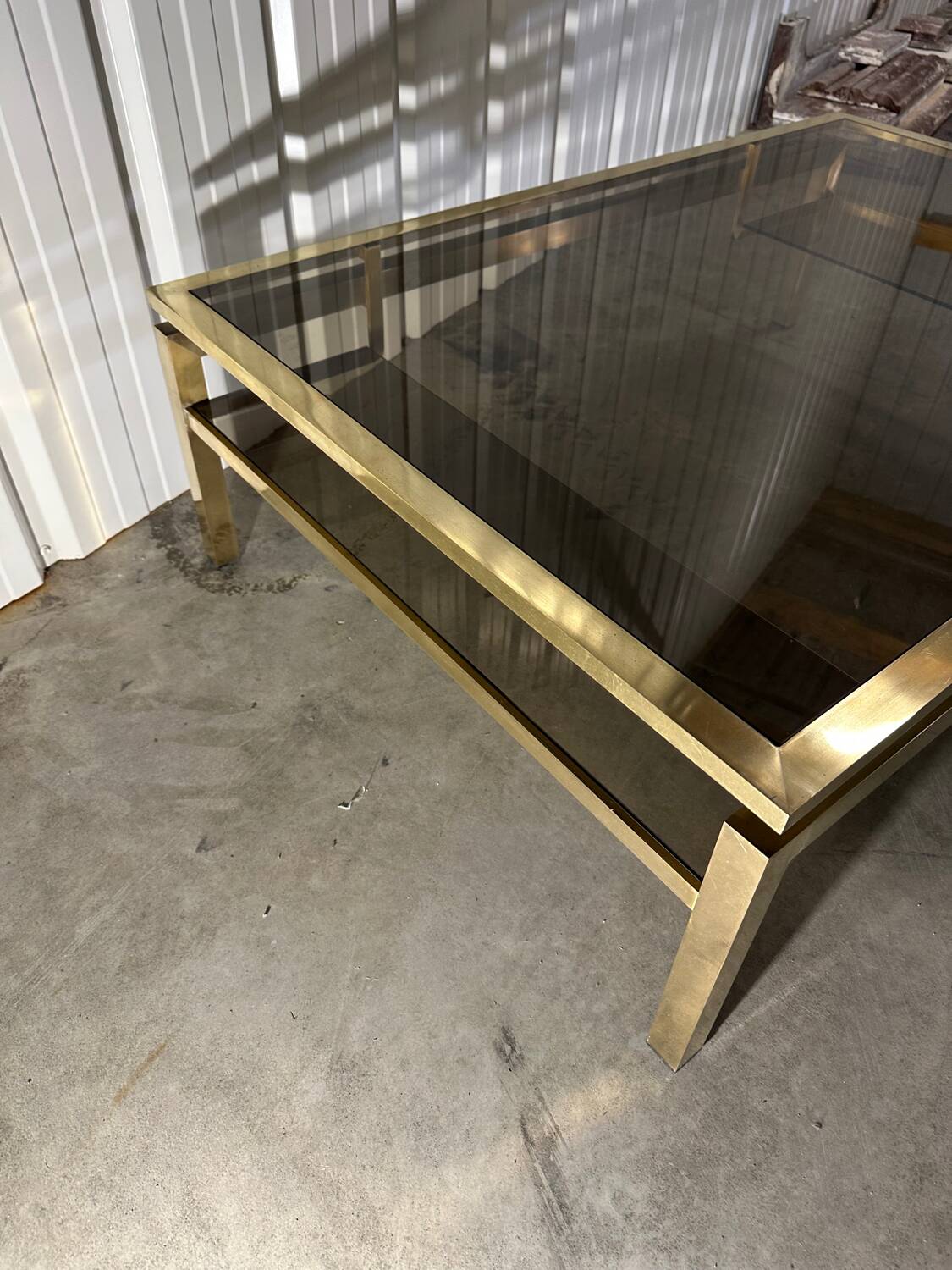 Vintage Guy Lefèvre gold coffee table 1970s