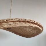 Rattan suspension or shade in the shape of a braided undulating circular tray d:80