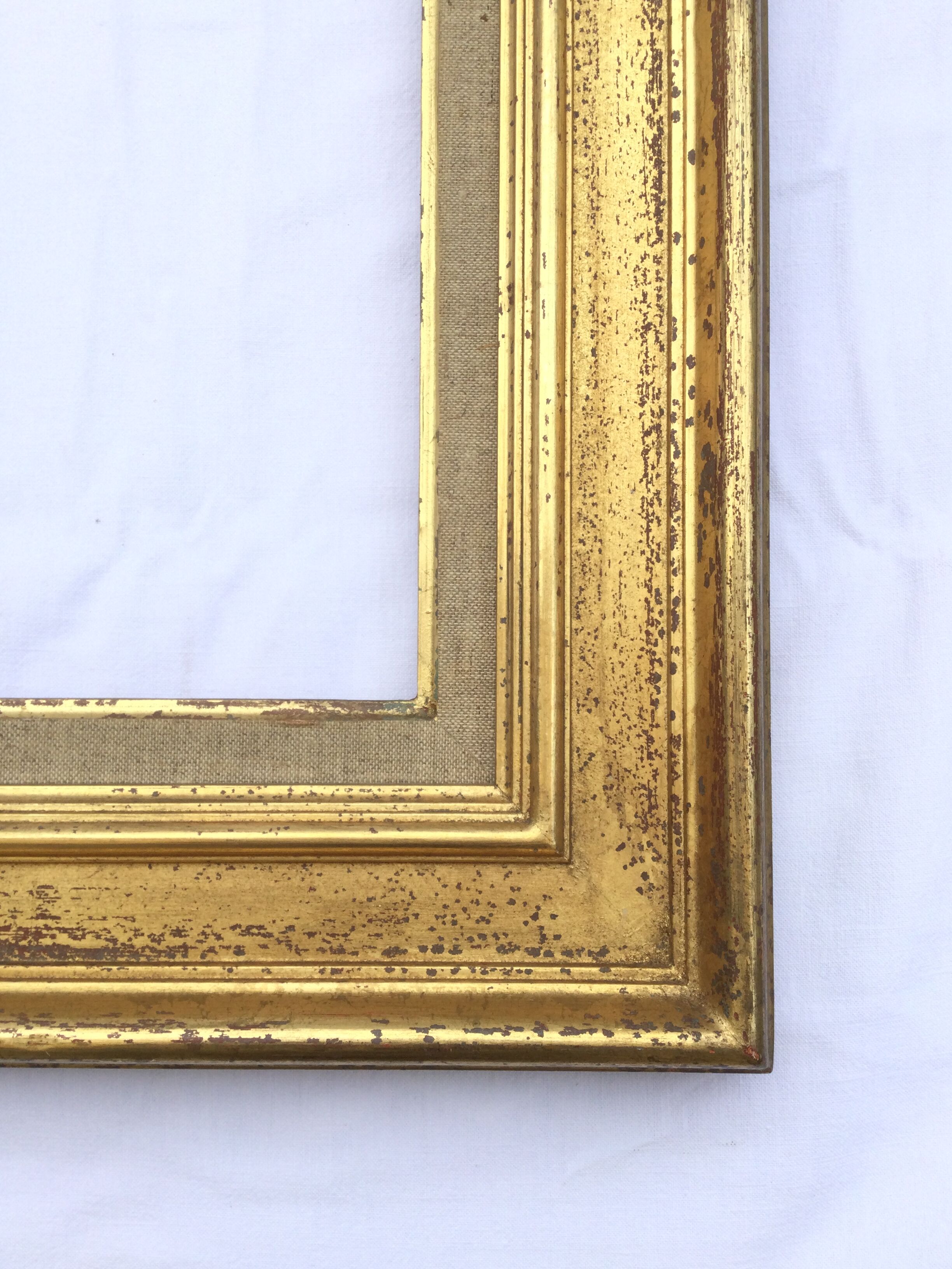 1950s frame in gilded wood aged effect and fabric