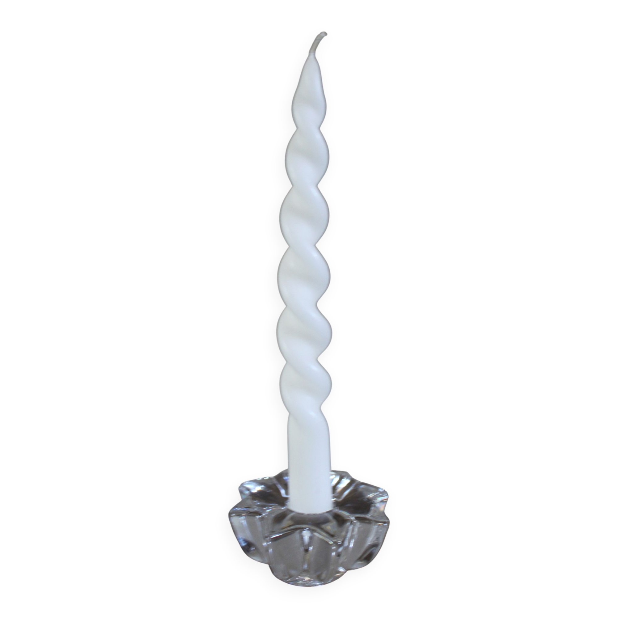 A vintage star flower glass candlestick.