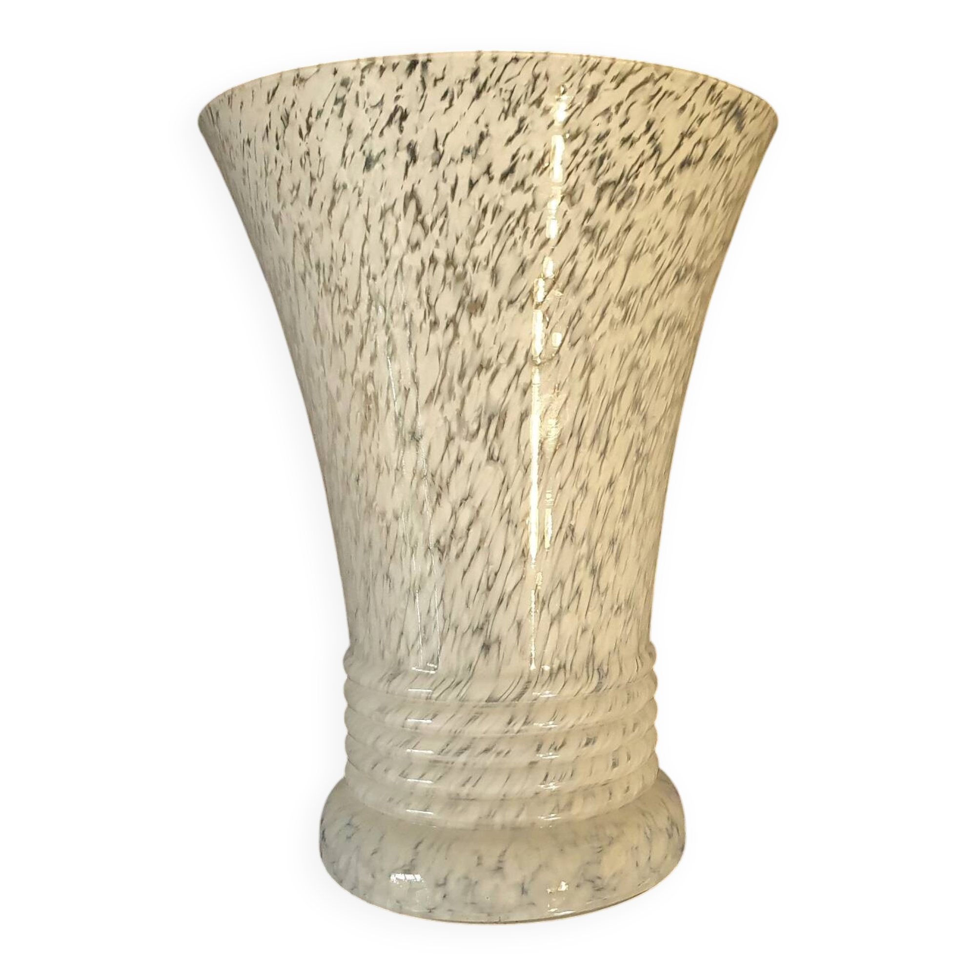 Beautiful speckled white glass vase