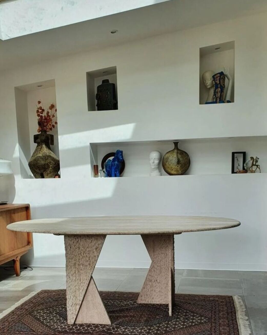 80s travertine dining table