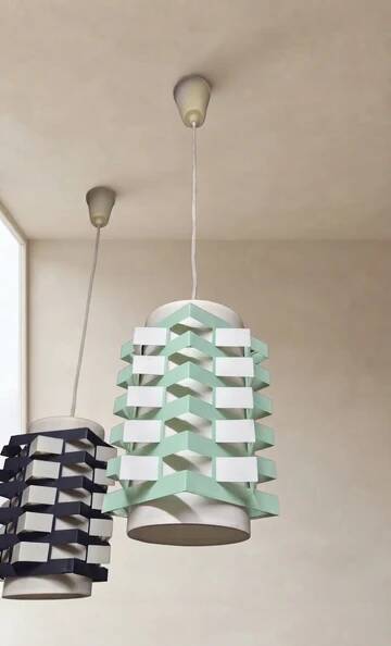 Pair of rare vintage table lamps, sculptural metal design, 1970s, 85 x 20 cm