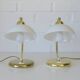 Pair of Vintage Elegant Desk Lamps Bedside Lamps Gold Metal and Glass