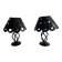 Pair of black wrought iron lanterns with heart patterns, romantic style.